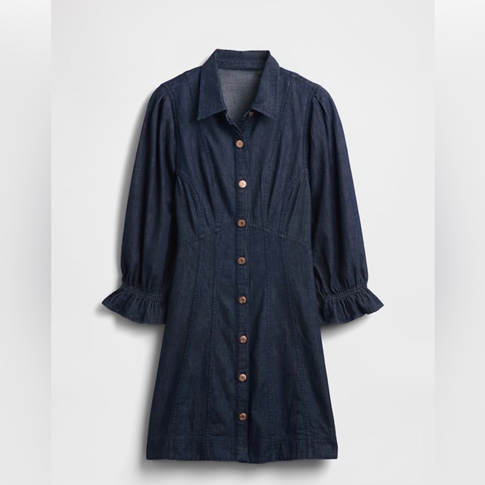 GAP Dark Indigo Button-Front Mini Dress